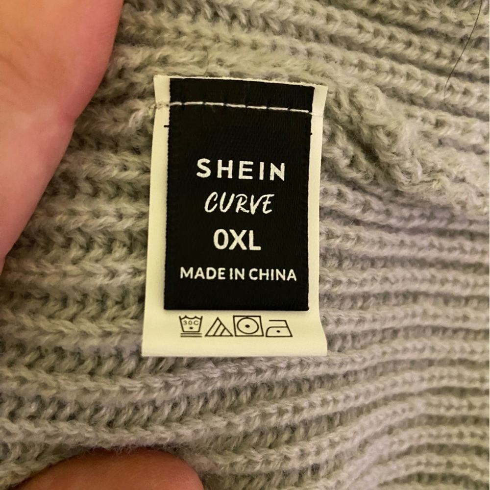 Shein Gray waffle long sleeve sweater with peplum waist Size OXL - Picture 3 of 5